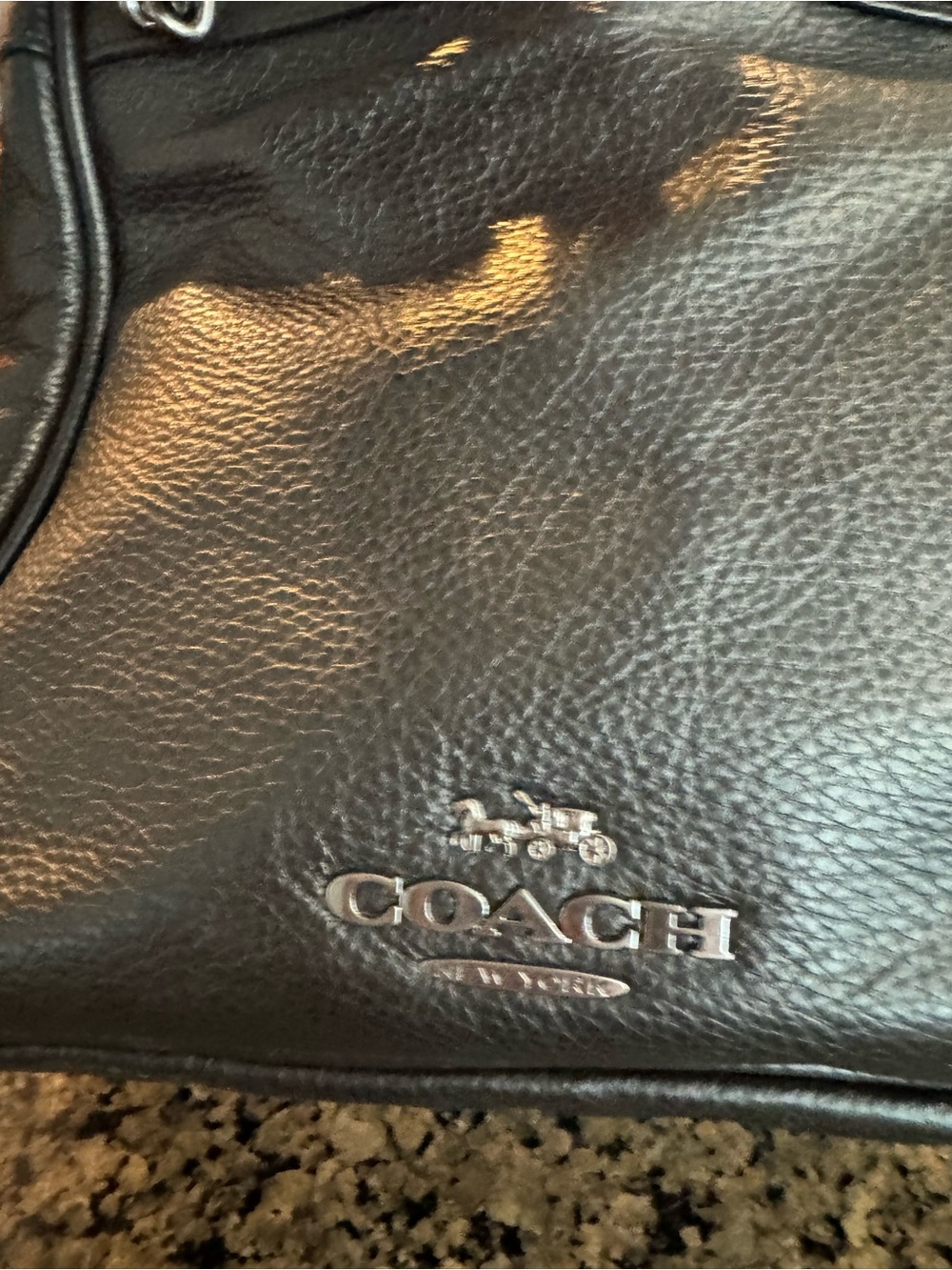 Coach Black Pebble Leather Crossbody Bag with Silver Logo